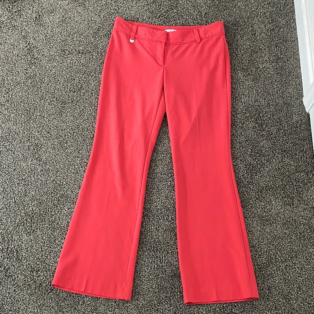New York & Company Vibrant Coral Flared Trousers